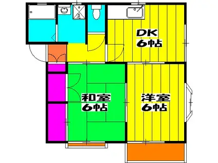 パークヒル大宮(2DK/2階)の間取り写真