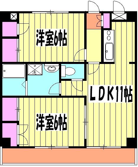 ジェイドパレス(2LDK/6階)の間取り写真