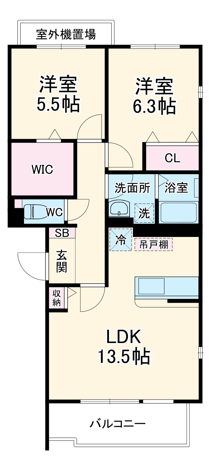 ラ・ポルテ(2LDK/1階)の間取り写真