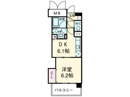 AVENUE静岡茶町(1DK/4階)の間取り写真