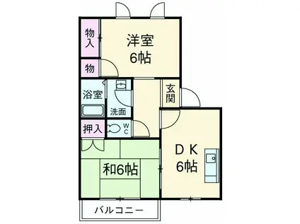 ピュアライムA(2DK/2階)の間取り写真