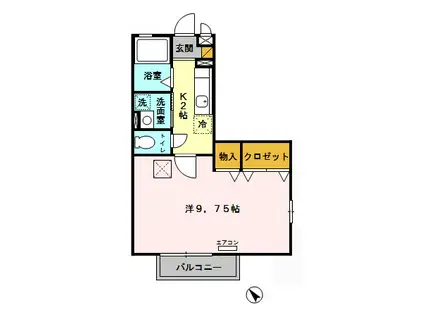 リビングタウン三橋(1K/2階)の間取り写真