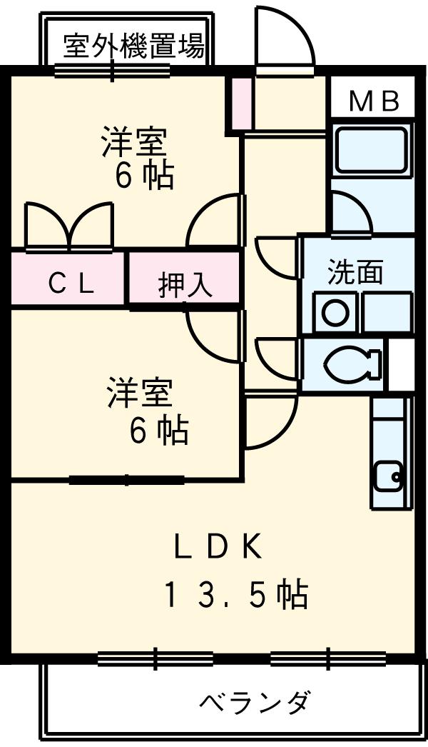 コートレージュⅡ(2LDK/1階)の間取り写真