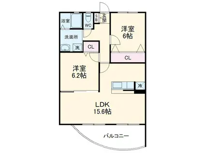 GLUCK21(2LDK/3階)の間取り写真