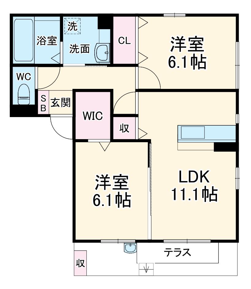 パストラルⅡ(2LDK/1階)の間取り写真