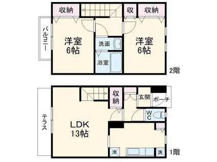 ヨーロピアンシャレーＳＡＫＡＥ(2LDK)の間取り写真