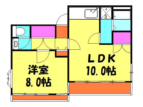 コスモ三原(1LDK/4階)の間取り写真