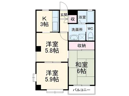 プリスティーヌ(3K/1階)の間取り写真