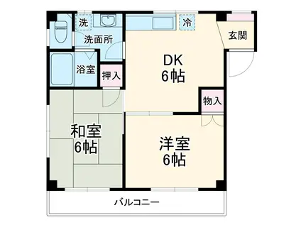 エミグランド(2DK/1階)の間取り写真