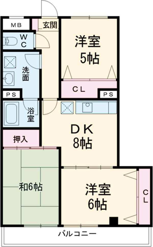 メゾンエビハラ(3DK/3階)の間取り写真