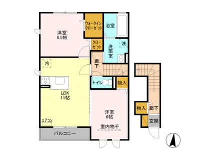ベルクリア城南B(2LDK/2階)の間取り写真