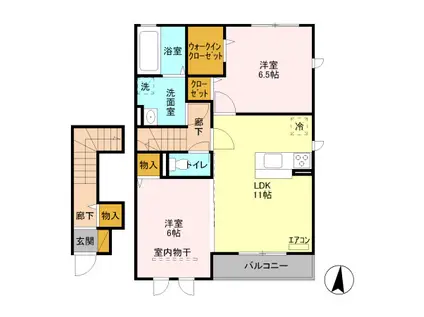 ベルクリア城南B(2LDK/2階)の間取り写真