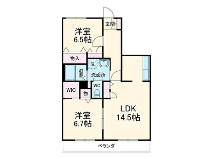 パークアベニュー(2LDK/2階)の間取り写真