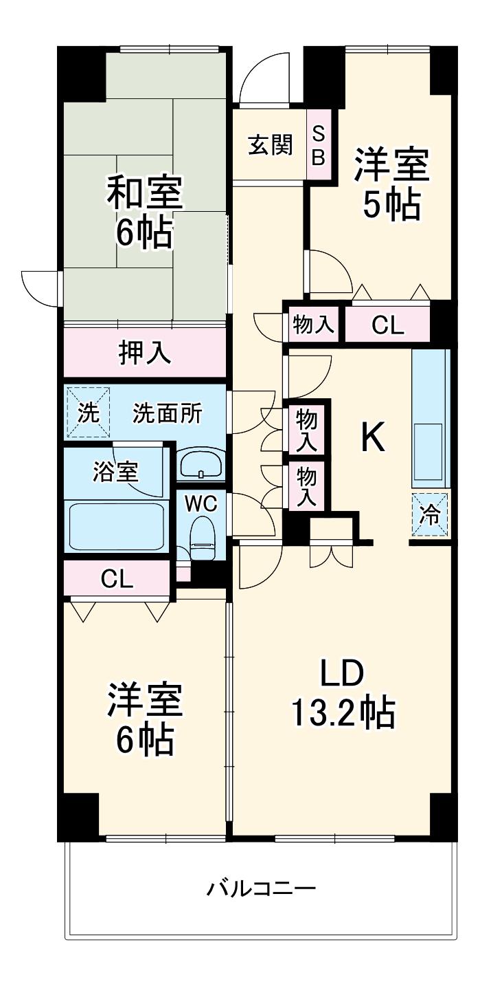 プロスペクト浦和常盤(3LDK/2階)の間取り写真