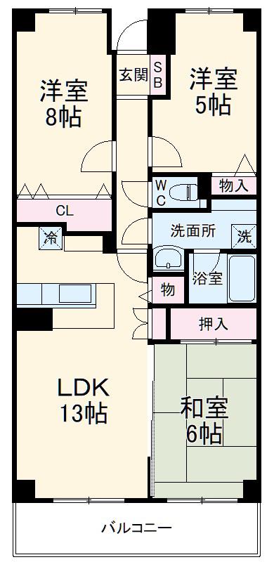 プロスペクト浦和常盤(3LDK/3階)の間取り写真