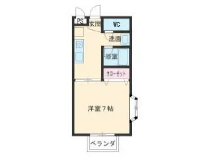 ハイグレード4(1K/2階)の間取り写真