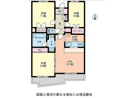 アステリ与野本町弐番館(3LDK/1階)の間取り写真