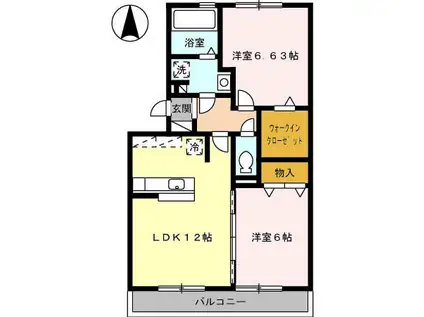 シェーンヴェルデB(2LDK/3階)の間取り写真