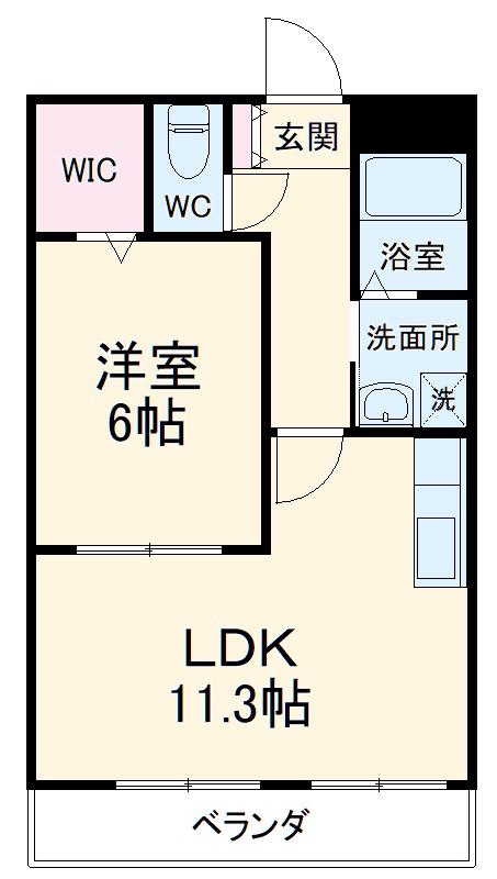 グランデージ北島(1LDK/1階)の間取り写真