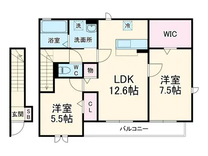 ハナミズキ(2LDK/2階)の間取り写真