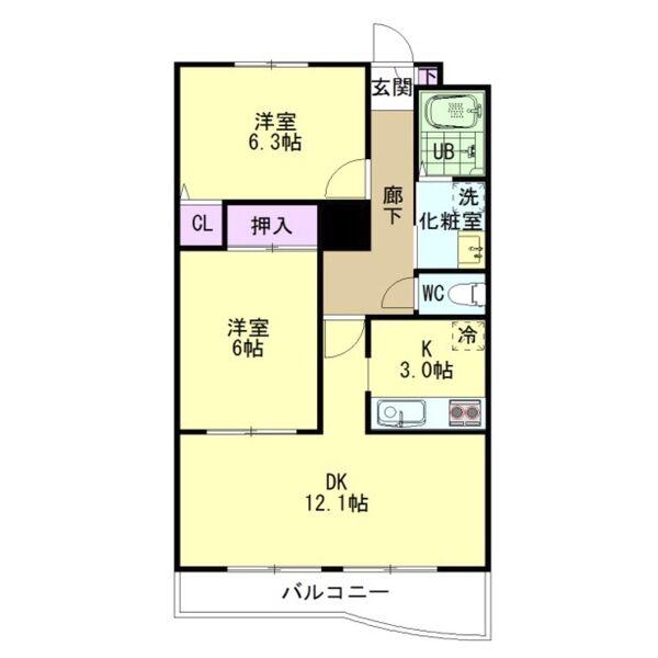 CASABASSO(2LDK/3階)の間取り写真