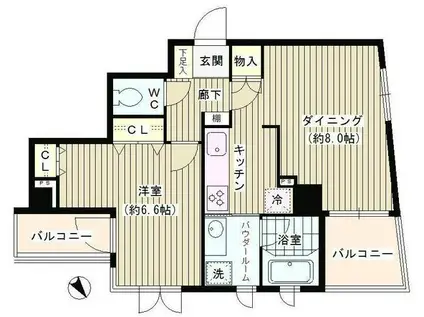 IH STORY 南長崎(1DK/2階)の間取り写真