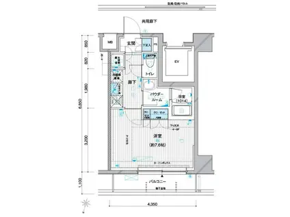 メインステージ赤羽北Ⅱ(1K/6階)の間取り写真