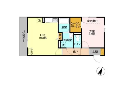 PREMIUM(1LDK/2階)の間取り写真