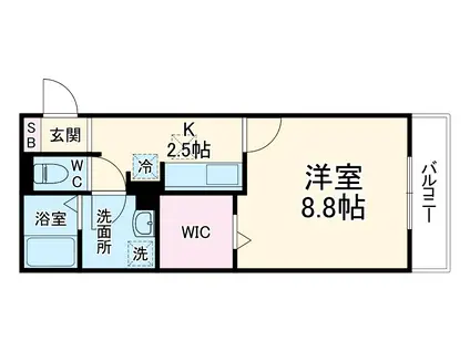 プレシャスガーネット(1K/2階)の間取り写真