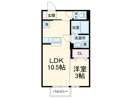 メゾンロワール(1LDK/2階)の間取り写真