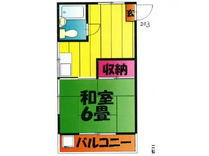 グリーンコーポ(1K/1階)の間取り写真