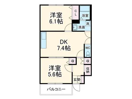 ボーノA(2DK/1階)の間取り写真