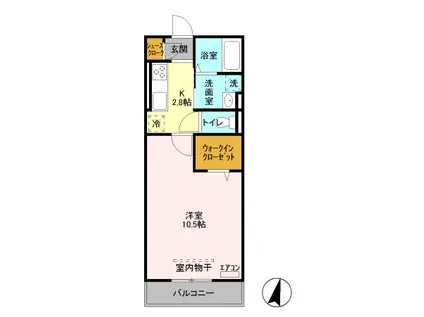 ホジョウレジデンス(1K/2階)の間取り写真