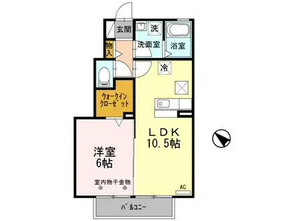 ウィンクルムⅡ(1LDK/1階)の間取り写真