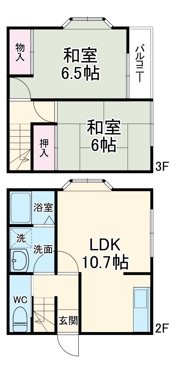 マルシェ中田(2LDK/2階)の間取り写真