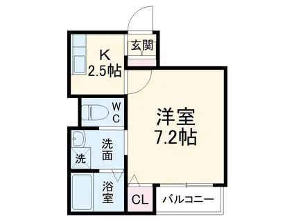 H・A・B Ⅶ(1K/1階)の間取り写真