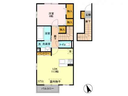 アイウィンド(1LDK/2階)の間取り写真