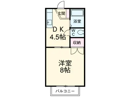 レピュート勝川Ⅰ(1DK/2階)の間取り写真