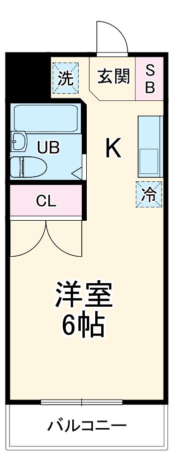 フリージア(ワンルーム/2階)の間取り写真