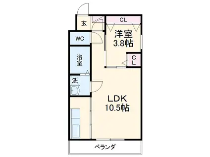 プライムステージ(1LDK/2階)の間取り写真