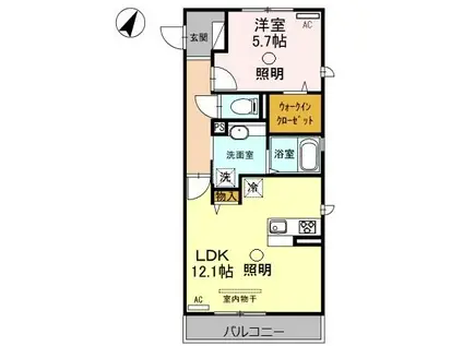 ハピネスⅡ(1LDK/2階)の間取り写真