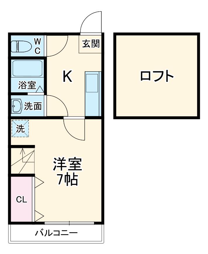 FONTANA イースト(1K/2階)の間取り写真