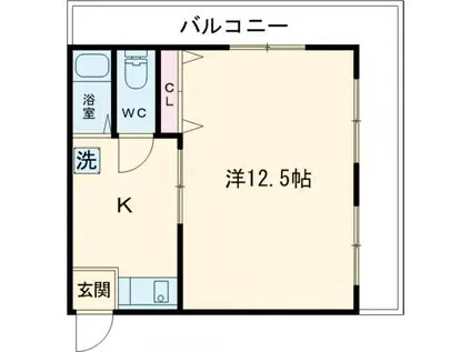 トーリンハイツ桜(1DK/4階)の間取り写真