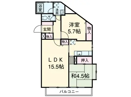 グランデ和(2LDK/4階)の間取り写真