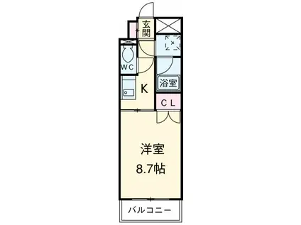 DWELLMJ(1K/3階)の間取り写真