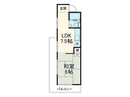 太田ハイツ(1LDK/4階)の間取り写真