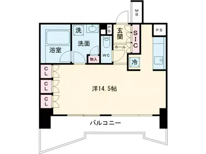 LASANTE五反田(ワンルーム/13階)の間取り写真