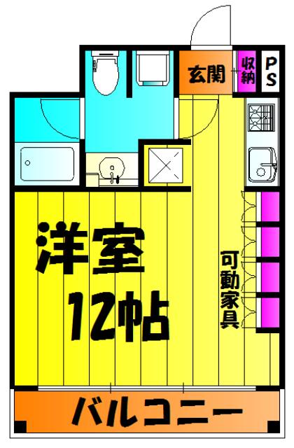 燦ガーデン(ワンルーム/2階)の間取り写真