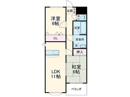 ベルマノアール TY(2LDK/3階)の間取り写真