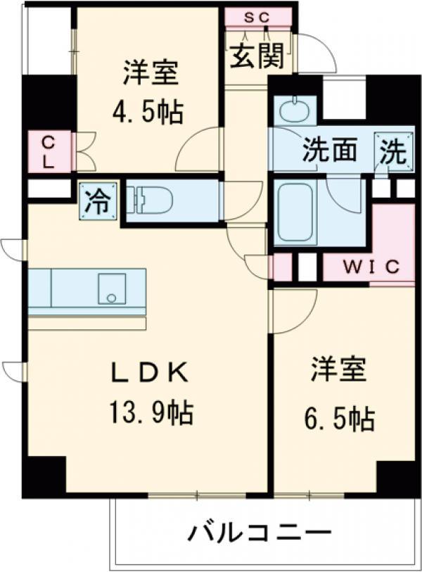 レジディア目黒Ⅳ(2LDK/7階)の間取り写真